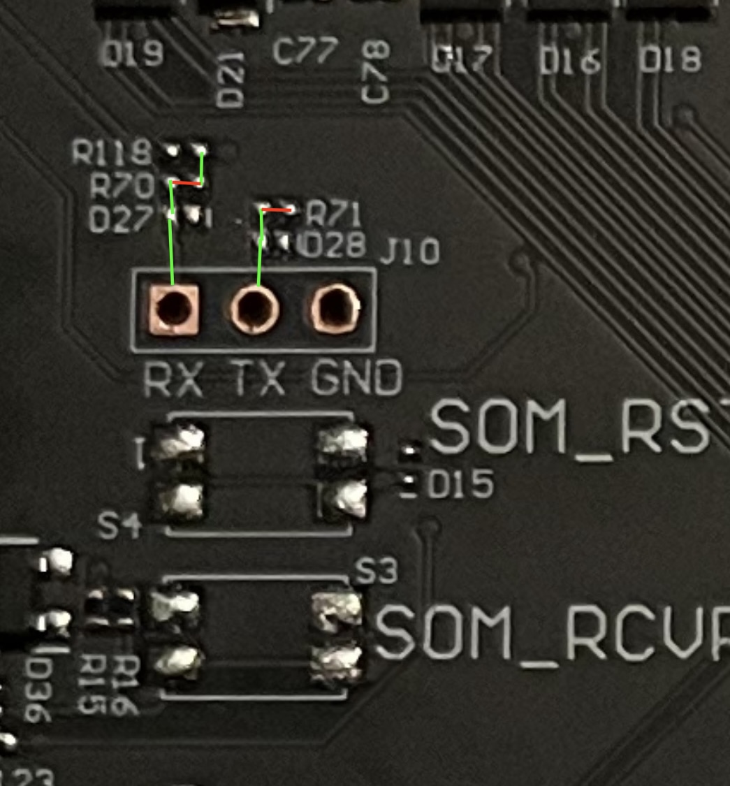 PCB resistor traces, continuity marked in green and breaks in red